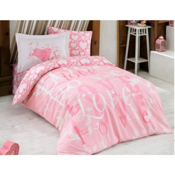 Hobby Poplin Love Tek Kişilik Nevresim Takımı