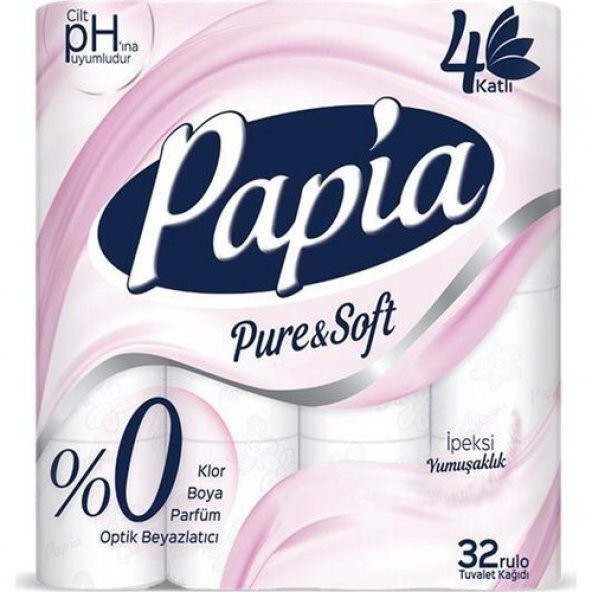 Papia Pure Soft Tuvalet Kağıdı 4 Katlı 32 Li Paket