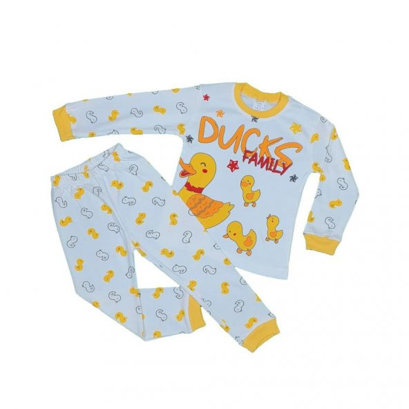 Kız-Erkek Bebek 4-6 Yaş Ördekli Pijama Takımı