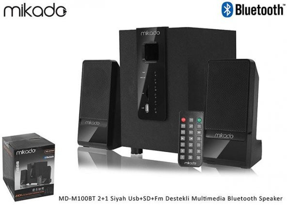Mikado MD-M100BT 2+1 Siyah USB+FM+SD Destekli Multimedia Bluetooth Speaker