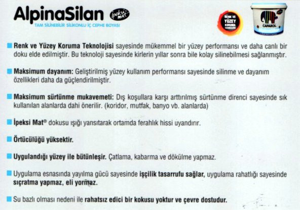Filli Boya Alpina Silan Tam Silinebilir 5LT=7KG-Marshall Tavan Boyası 2.1LT=3.5KG+9 Parça Set - 5
