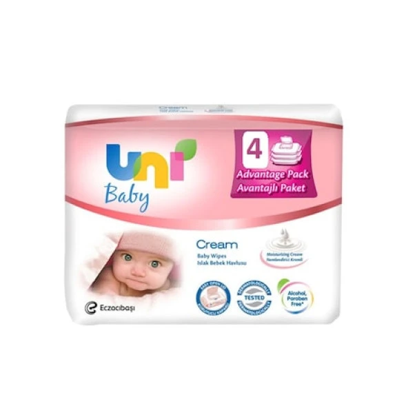 Uni Baby Cream Islak Havlu Mendil 4x56=224 Yaprak