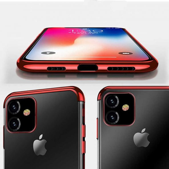 Apple iPhone 11 Kamera Korumalı Köşeleri Renkli Şeffaf Kılıf - 6