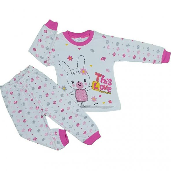 Kız Bebek Tavşan Modelli 1-3 Yaş Pijama Takımı