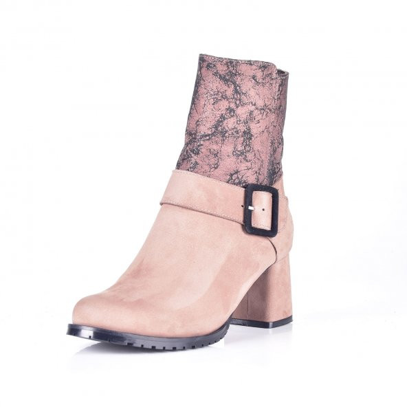AYAKKALBİN 943 BASKILI GARNİLİ NUBUCK TOPUKLU BAYAN BOT - 2