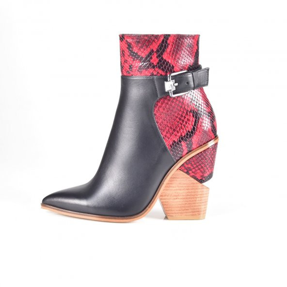 AYAKKALBİN 914 HAKİ SKIN TOPUKLU HAKİKİ DERİ BAYAN BOT - 2