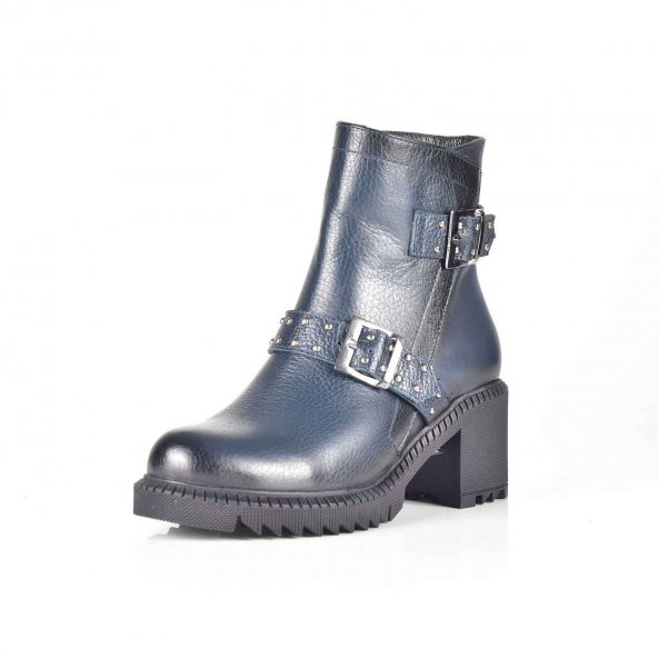 AYAKKALBİN 906 LACİVERT-07 BELT SKIN TOPUKLU BAYAN BOT - 2