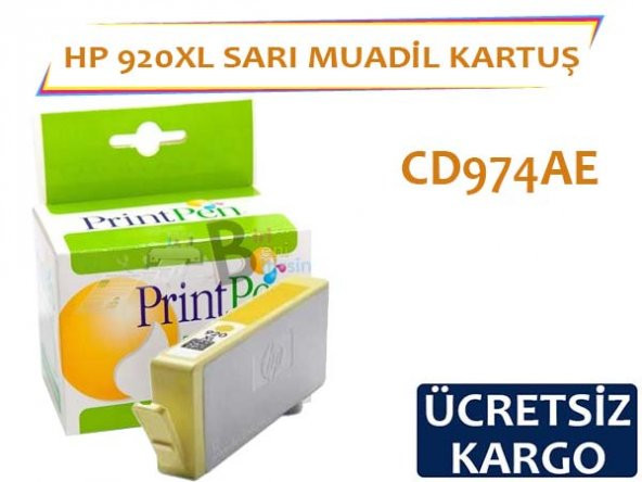 HP 920 XL Sarı Muadil Kartuş CD974AE