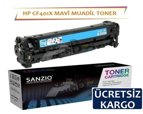 HP Color LaserJet CF401X Muadil Toner Mavi 201X MFP M274N M252N M252DW M277DW