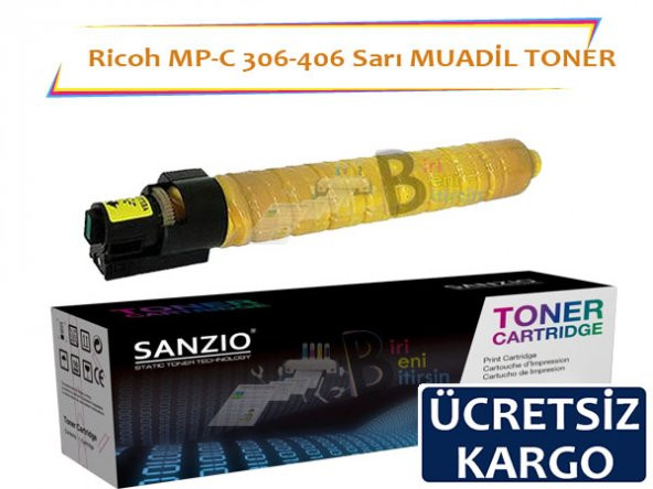 Ricoh MP C 306 406 Sarı Muadil Toner 9500 Sayfalık