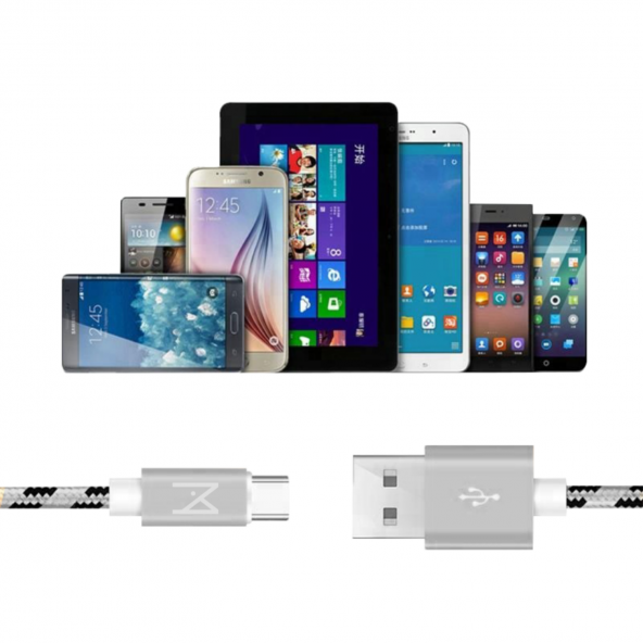 MEAN Android Samsung USB Micro Hızlı Data - Örgülü Şarj Kablosu (2'Lİ AVANTAJ PAKET) 1 ve 2 Metre - 7