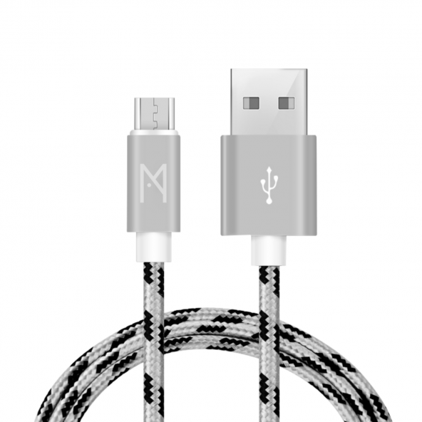 MEAN Android Samsung USB Micro Hızlı Data - Örgülü Şarj Kablosu (TEKLİ PAKET) 1 Metre