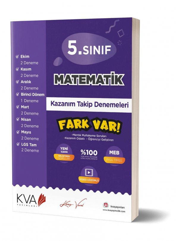 Koray Varol 5.Sınıf Matematik Kazanım Takip Denemeleri Kitabı