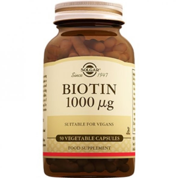 SOLGAR Biotin 1000 Mcg 50 Bitkisel Kapsül SKT:05/2021