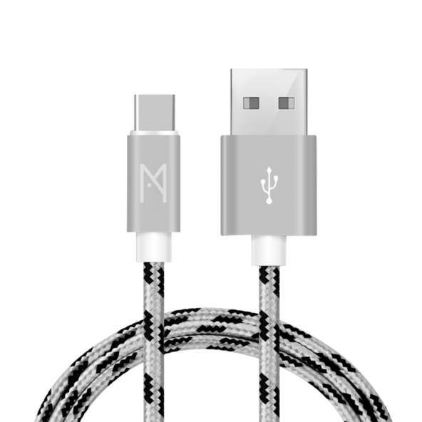 MEAN Android Samsung USB TYPE-C Hızlı Data - Örgülü Şarj Kablosu (2'Lİ AVANTAJ PAKET) 1 ve 2 Metre