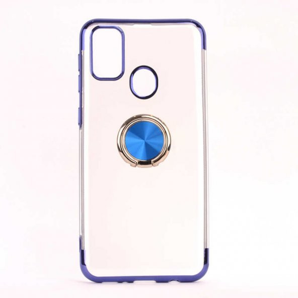 Galaxy M30S Yüzüklü Kamera Korumalı Köşeleri Renkli Şeffaf Kılıf - Resim 2