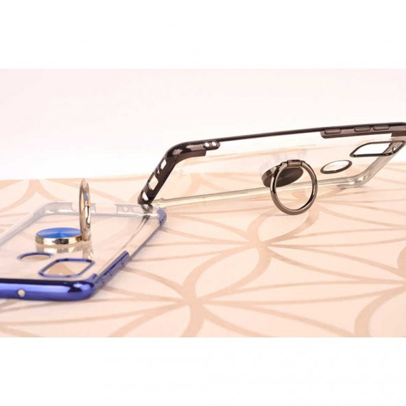 Galaxy M30S Yüzüklü Kamera Korumalı Köşeleri Renkli Şeffaf Kılıf - Resim 4