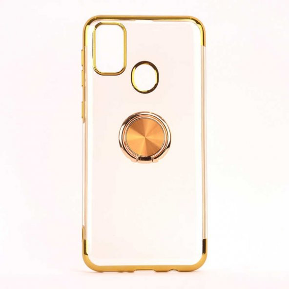 Galaxy M30S Yüzüklü Kamera Korumalı Köşeleri Renkli Şeffaf Kılıf - Resim 7