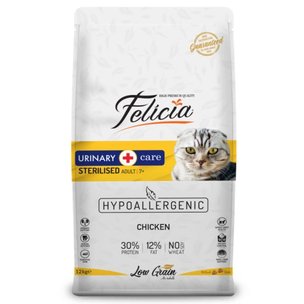 Felicia Az Tahıllı 12 kg Sterilised Tavuklu HypoAllergenic Kedi Maması Skt:07/2025