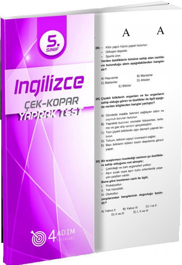 4 Adım 5. Sınıf İngilizce Çek Kopar Yaprak Test