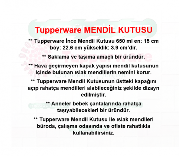 Tupperware MENDİL KUTUSU İNCE ISLAK MENDİL KUTUSU HSGL - 4