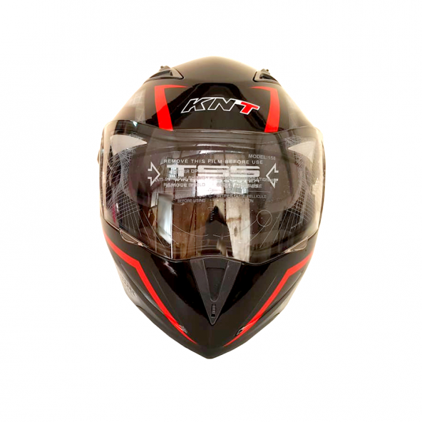 KNT-105 VİZÖRLÜ MOTOSİKLET N88 SİYAH KASK - 2