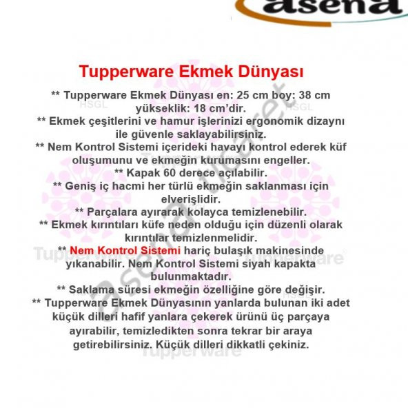 Tupperware EKMEK DÜNYASI EKMEK SAKLAMA KABI HSGL - 5