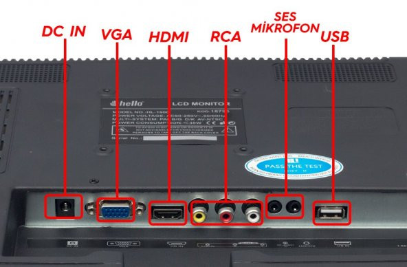 Hello 19 inç FULL HD Vga HDMI - Küçük Monitör Tv - 12v giriş Araçlarda da kullanım imkanı - 3
