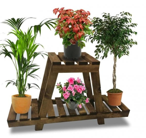 Ahşap Saksı Sehpası Çiçek Rafı Saksılık Çiçek Stand - 3