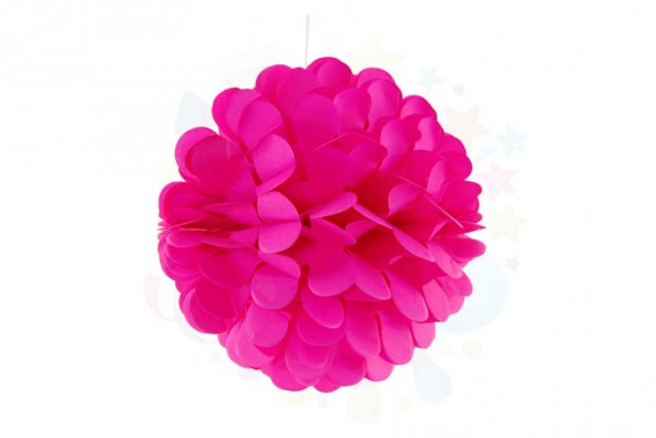 Kağıt Ponpon Çiçek Asma Süsü 25 Cm - Fuşya