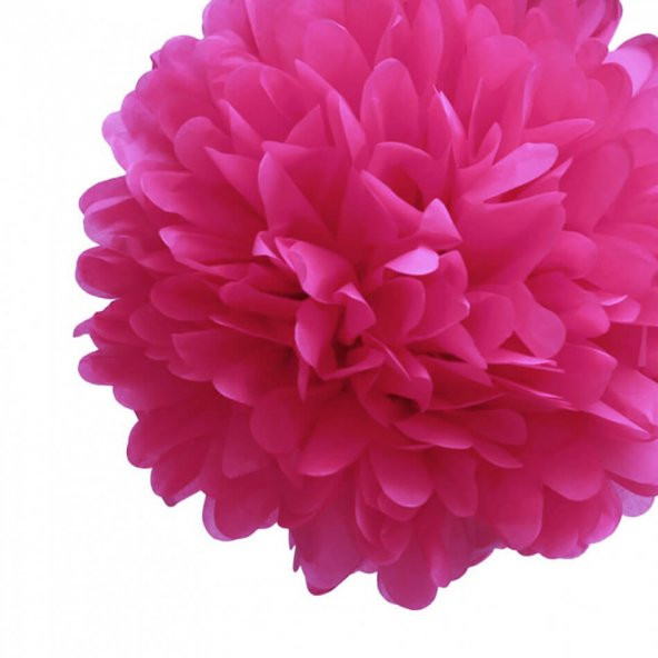 Kağıt Ponpon Çiçek Asma Süsü 25 Cm - Fuşya - 2