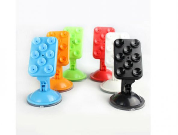 Renkli Araç İçi Vantuzlu Telefon Tutucu - Kırmızı - 3