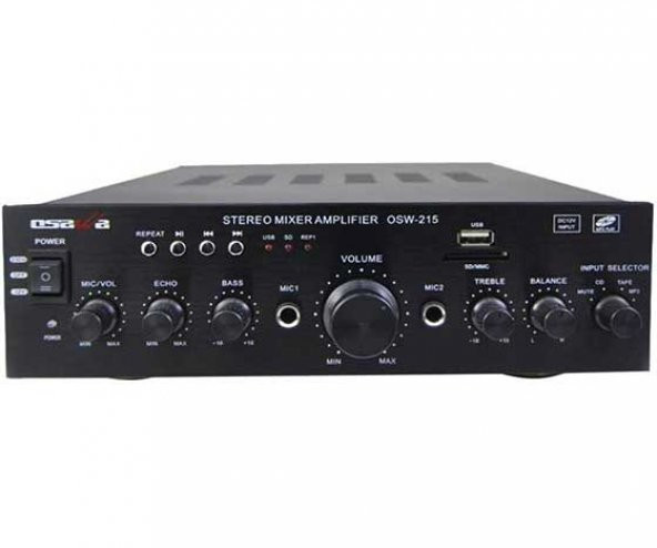 OSAWA AV-215 2X100 WATT USB-220V-12V GİRİŞLİ ANFİ (BAS*TİS*BALANS - 1