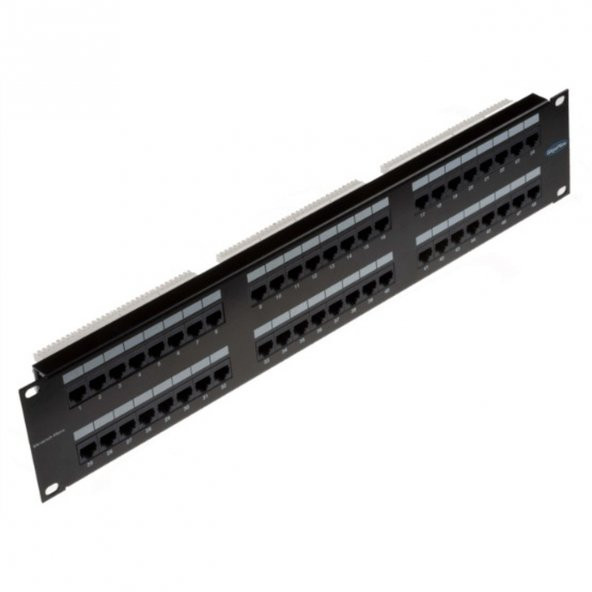 Brand-Rex BR-GPCPNLU48002 GigaPlus 48 Port Cat 5e Patch Panel, Zırhsız/Ekransız (Unshielded), Universal IDC, siyah renk
