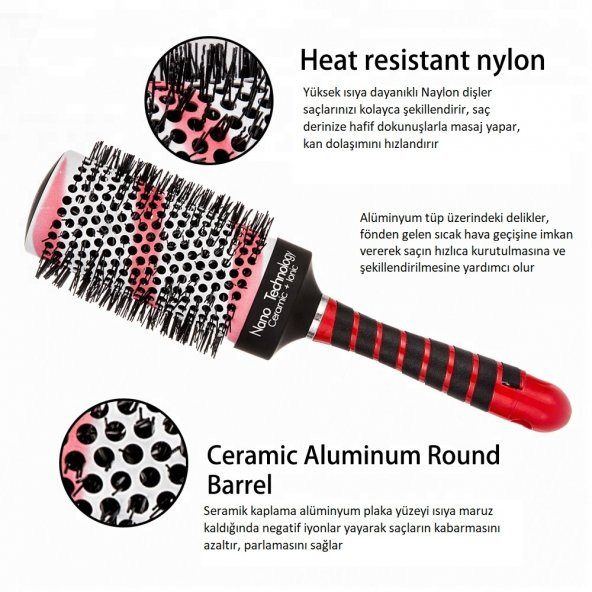 LAND OF MYTH - LOM1124 Nano Teknoloji Seramik + İyonik Termal Fön Saç Fırçası, Antistatik, Kauçuk Kaydırmaz Sap, Manyetik Askılık, Profesyonel (53 mm)… - 4