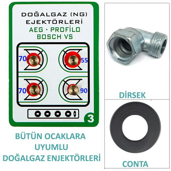 Set Üstü Ocak, Doğalgaz Tamir Setti (Enjektör/Meme, Dirsek)