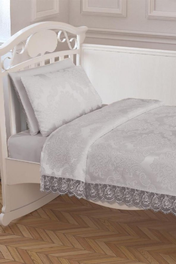 Çeyizdiyarı Fransız Güpürlü Bebek Pike Takımı Krem - 2