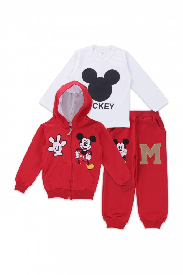 Erkek Çocuk Mickey Mouse Kırmızı Eşofman Takımı