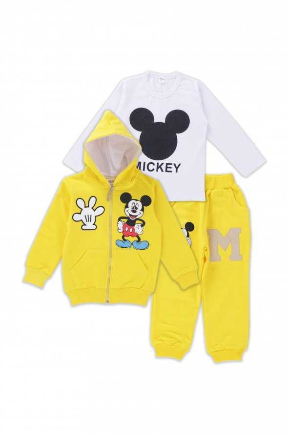 Erkek Çocuk Mickey Mouse Sarı Eşofman Takımı