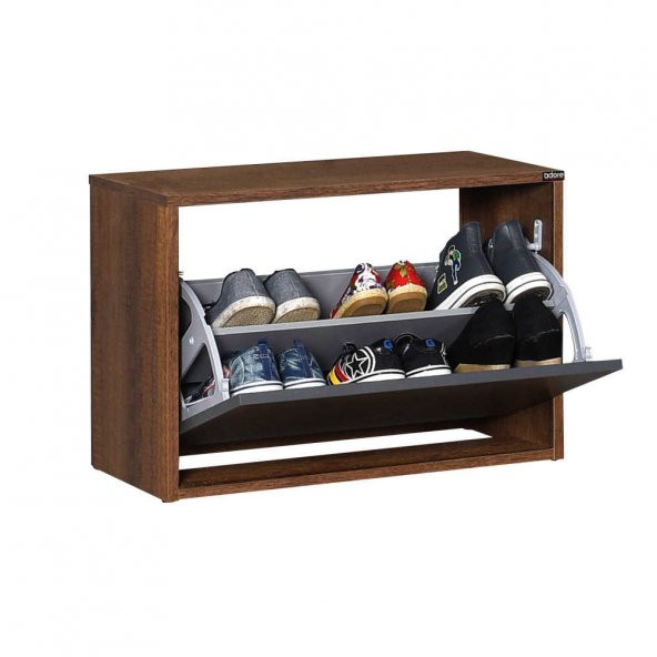 New Step Oturaklı Ayakkabılık - Oslo Ceviz-Antrasit - 9