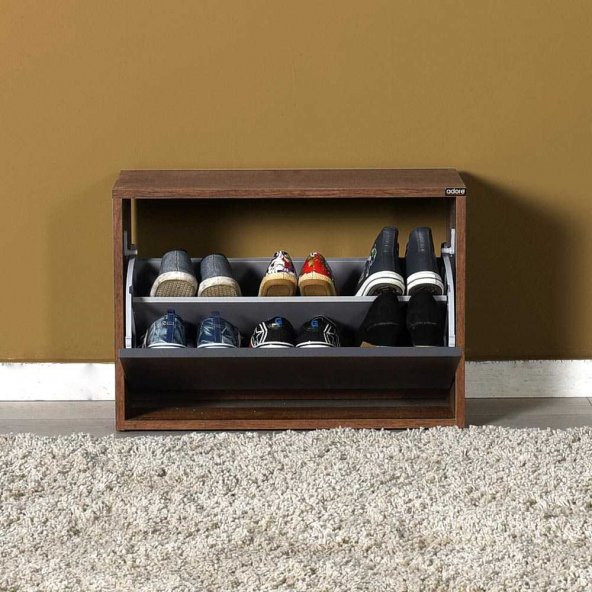 New Step Oturaklı Ayakkabılık - Oslo Ceviz-Antrasit - 6