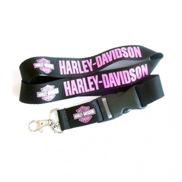 Harley Davidson Siyah Pembe Boyun Askı İpi Anahtarlık