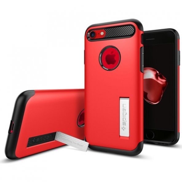 Spigen Apple iPhone 8 - iPhone 7 Kılıf Slim Armor Crimson Red - 0