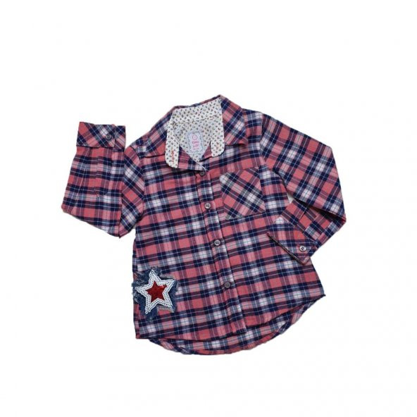 Kız Bebek Yıldız Modelli Ekose Gömlek 2-5 Yaş Yavr
