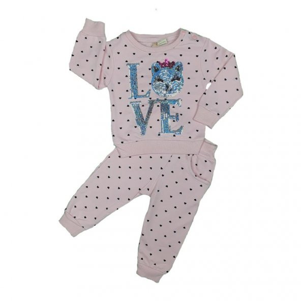 Kız Bebek Pullu Love Yazılı İkili Takım 9-24 Ay - 2