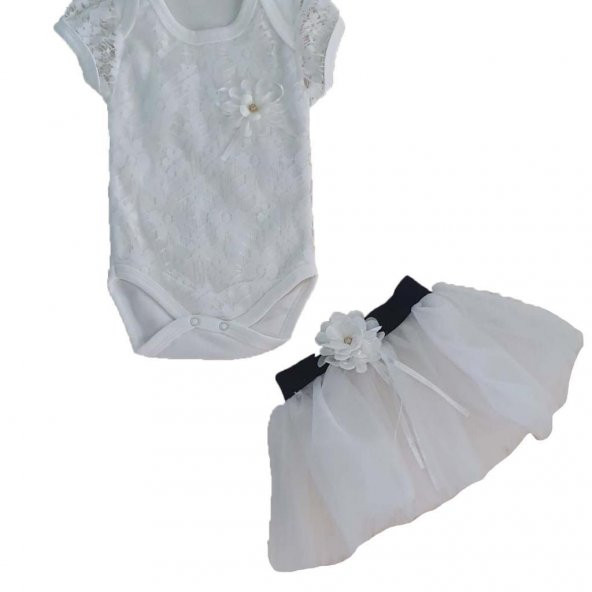 Kız Bebek Tütü Etekli 0-6 Ay 2li Takım Pembe