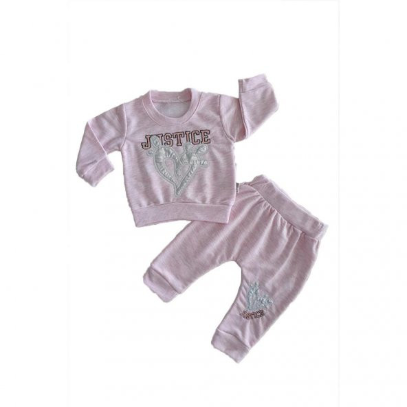 Kız Bebek 6-18 Ay Kalpli Pijama Takımı  Pembe