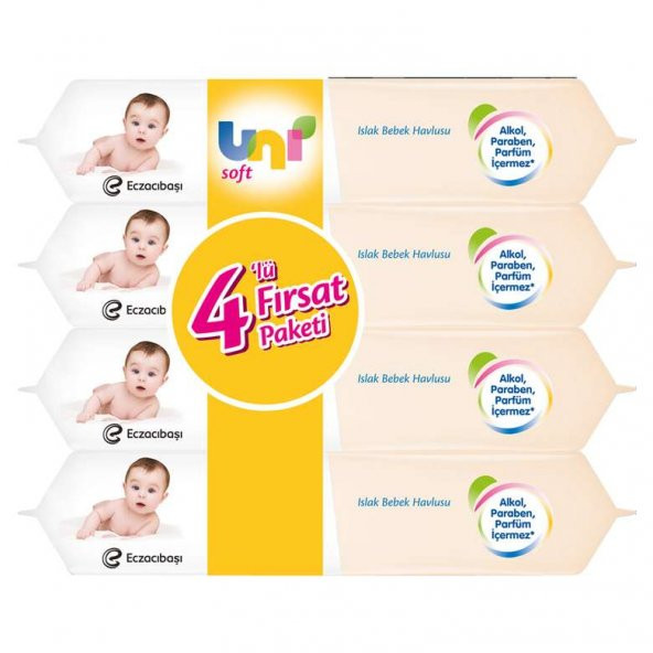 Uni Baby Soft Islak Mendil Bebek Havlusu 4Lü Paket 224 Adet