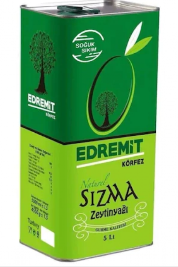Edremit Körfez Soğuk Sıkım Naturel Sızma Zeytinyağı Teneke 5 L