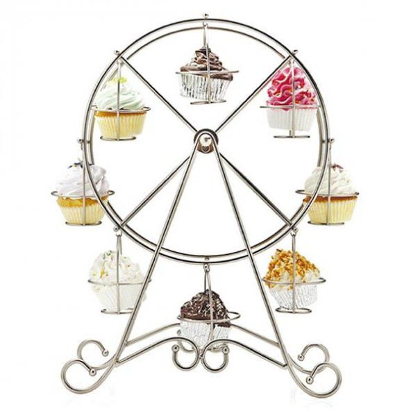 METAL CUPCAKE DÖNMEDOLAP STANDI KROM